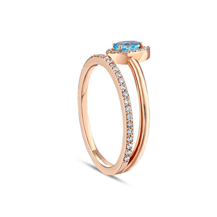 0.22 Karat Aquamarine Taşlı Pırlanta Yüzük