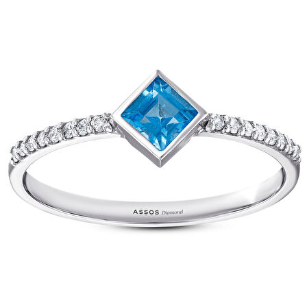 0.09 Karat Aquamarine Taşlı Pırlanta Yüzük