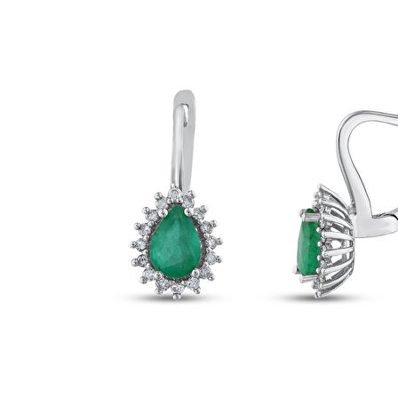 0.30 Karat Zümrüt Taşlı Pırlanta Küpe