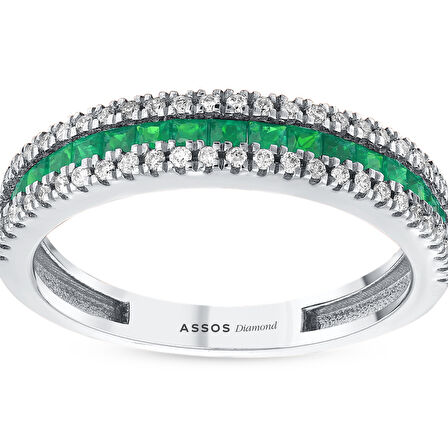 Zümrüt Taşlı Pırlanta Yüzük