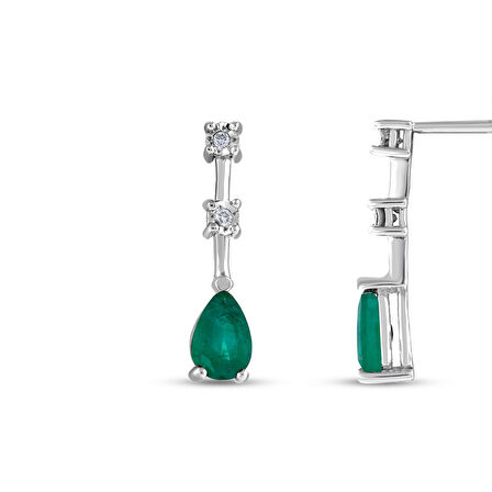 0.03 Karat Zümrüt Pırlanta Fantezi Küpe