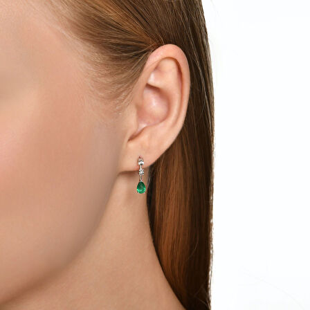 0.03 Karat Zümrüt Pırlanta Fantezi Küpe