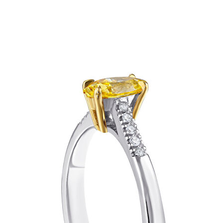 0.05 Karat Sarı Topaz Taşlı Pırlanta Yüzük