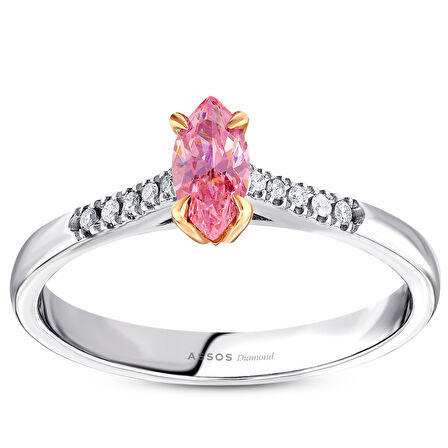 0.05 Karat Pembe Topaz Taşlı Pırlanta Yüzük