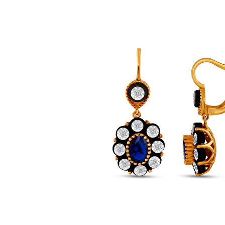 0.12 Karat Safir Renkli Elmas Küpe