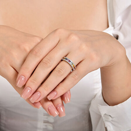 Pırlanta Renkli Taşlı Yüzük