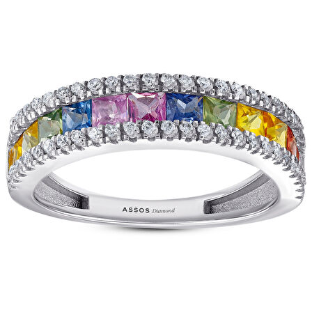 Pırlanta Renkli Taşlı Yüzük