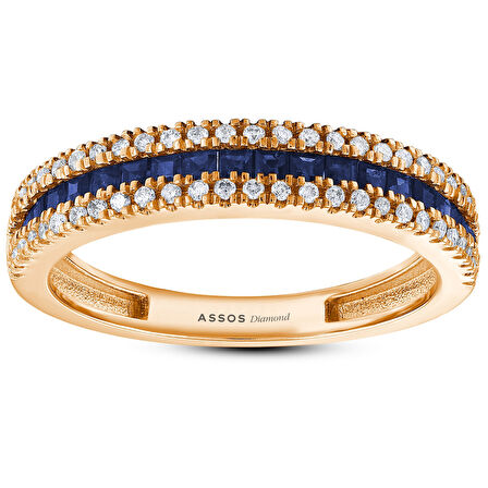 0.21 Karat Safir Taşlı Pırlanta Yüzük
