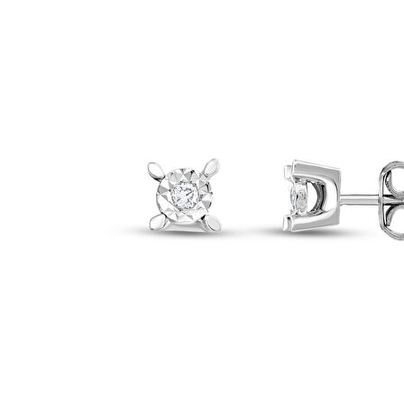 0.08 Karat Pırlanta Tektaş Küpe