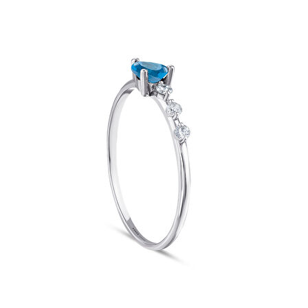 0.06 Karat Aquamarine Taşlı Pırlanta Yüzük
