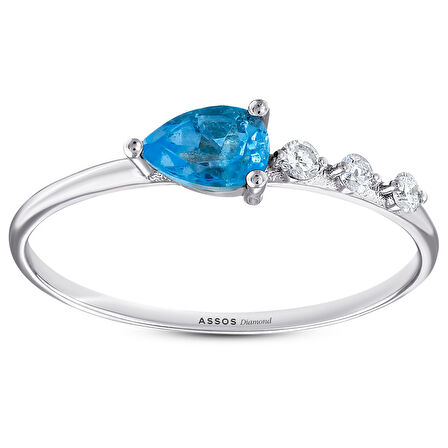 0.06 Karat Aquamarine Taşlı Pırlanta Yüzük