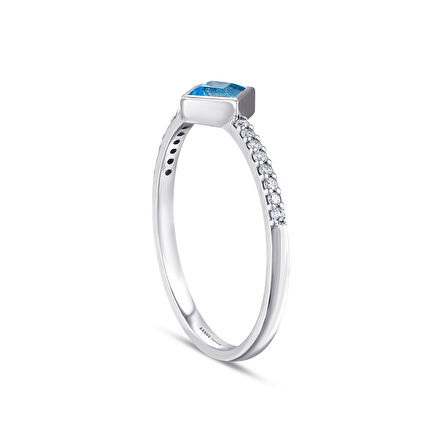 0.11 Karat Aquamarine Taşlı Pırlanta Yüzük