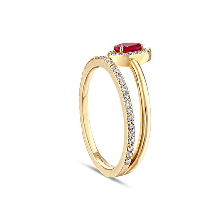 0.24 Karat Yakut Taşlı Pırlanta Fantezi Yüzük