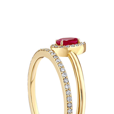 0.24 Karat Yakut Taşlı Pırlanta Fantezi Yüzük