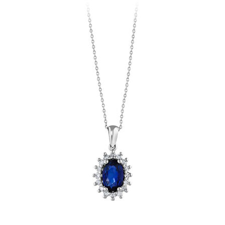 0.14 Karat Safir Taşlı Pırlanta Kolye