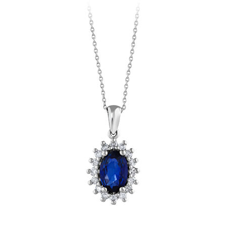 0.14 Karat Safir Taşlı Pırlanta Kolye