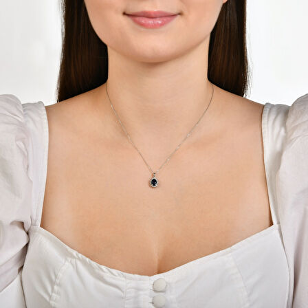 0.12 Karat Safir Taşlı Pırlanta Kolye