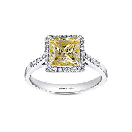 Sarı Topaz Taşlı Pırlanta Yüzük