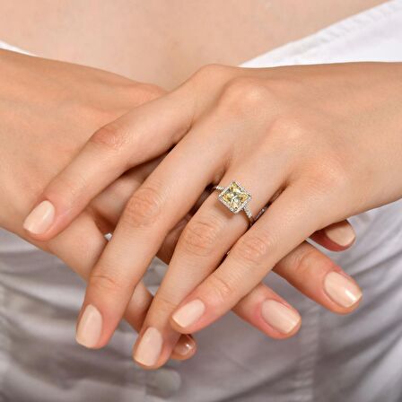 Sarı Topaz Taşlı Pırlanta Yüzük