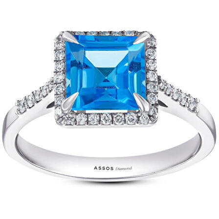 0.17 Karat Mavi Violet Taşlı Pırlanta Yüzük