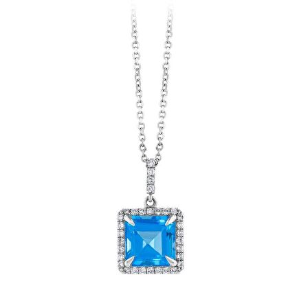 Mavi Topaz Taşlı Pırlanta Kolye