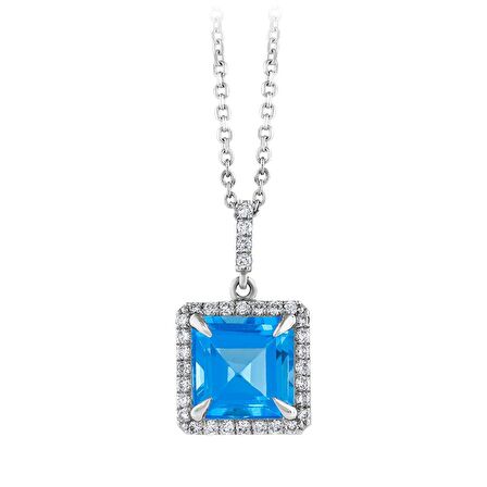 Mavi Topaz Taşlı Pırlanta Kolye