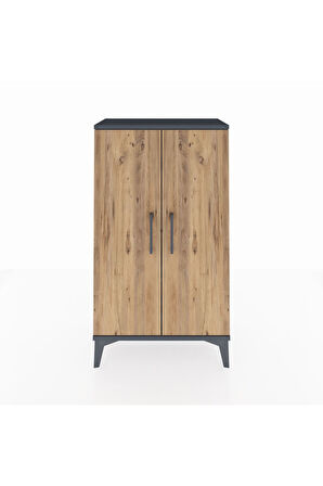 Arges Komodin 2 Raflı 2 Kapaklı 60x30x106 Antrasit-Çam