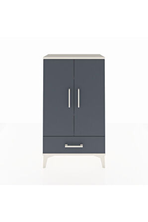 Arges Komodin 3 Raflı Tek Çekmeceli 2 Kapaklı 60x30x106 Aytaşı-Antrasit