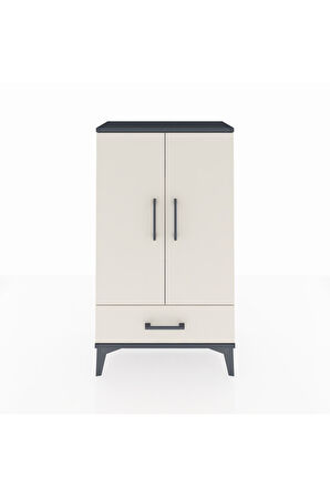 Arges Komodin 3 Raflı Tek Çekmeceli 2 Kapaklı 60x30x106 Antrasit-Aytaşı