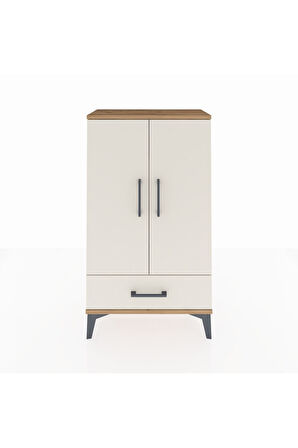 Arges Komodin 3 Raflı Tek Çekmeceli 2 Kapaklı 60x30x106 Çam-Aytaşı