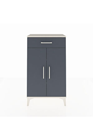 Arges Komodin 2 Raflı Tek Çekmeceli 2 Kapaklı 60x30x106 Aytaşı-Antrasit