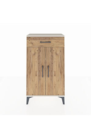 Arges Komodin 2 Raflı Tek Çekmeceli 2 Kapaklı 60x30x106 Aytaşı-Çam