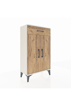 Arges Komodin 2 Raflı Tek Çekmeceli 2 Kapaklı 60x30x106 Aytaşı-Çam