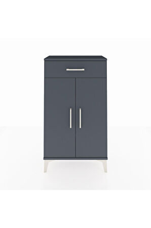 Arges Komodin 2 Raflı Tek Çekmeceli 2 Kapaklı 60x30x106 Antrasit-Antrasit