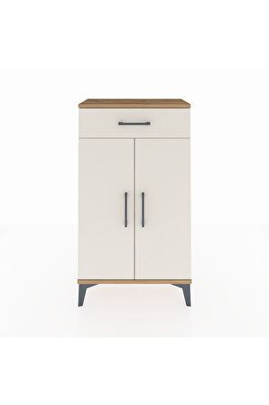 Arges Komodin 2 Raflı Tek Çekmeceli 2 Kapaklı 60x30x106 Çam-Aytaşı