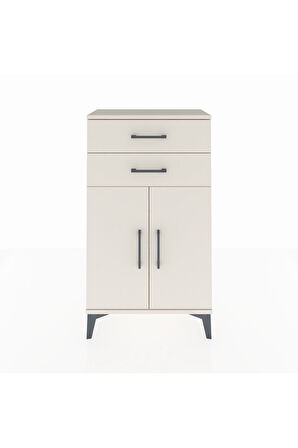 Arges Komodin Tek Raflı 2 Çekmeceli 2 Kapaklı 60x30x106 Aytaşı-Aytaşı