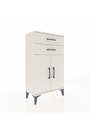 Arges Komodin Tek Raflı 2 Çekmeceli 2 Kapaklı 60x30x106 Aytaşı-Aytaşı