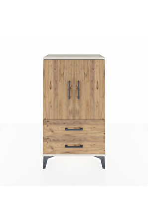 Arges Komodin 2 Raflı 2 Çekmeceli 2 Kapaklı 60x30x106 Aytaşı-Çam