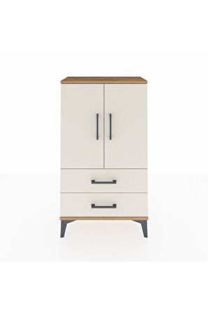 Arges Komodin 2 Raflı 2 Çekmeceli 2 Kapaklı 60x30x106 Çam-Aytaşı
