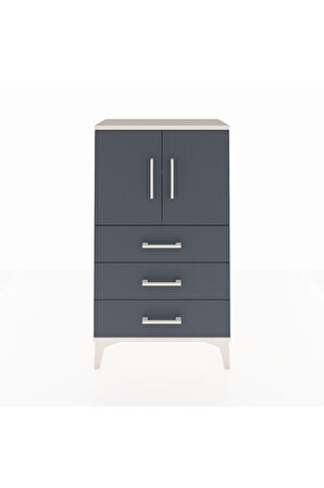 Arges Komodin 2 Raflı 3 Çekmeceli 2 Kapaklı 60x30x106 Aytaşı-Antrasit