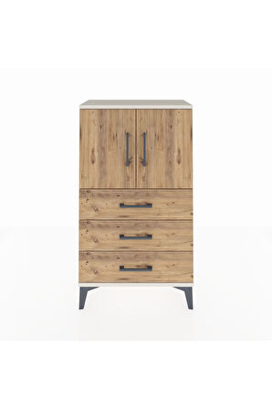 Arges Komodin 2 Raflı 3 Çekmeceli 2 Kapaklı 60x30x106 Aytaşı-Çam