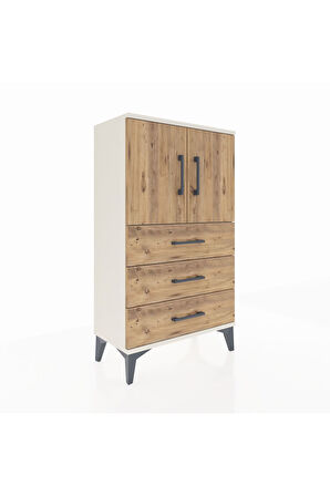 Arges Komodin 2 Raflı 3 Çekmeceli 2 Kapaklı 60x30x106 Aytaşı-Çam