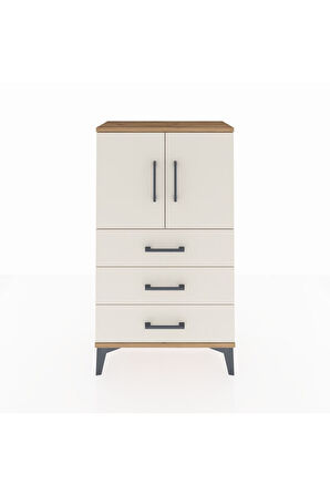 Arges Komodin 2 Raflı 3 Çekmeceli 2 Kapaklı 60x30x106 Çam-Aytaşı
