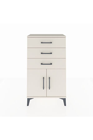 Arges Komodin Tek Raflı 3 Çekmeceli 2 Kapaklı 60x30x106 Aytaşı-Aytaşı