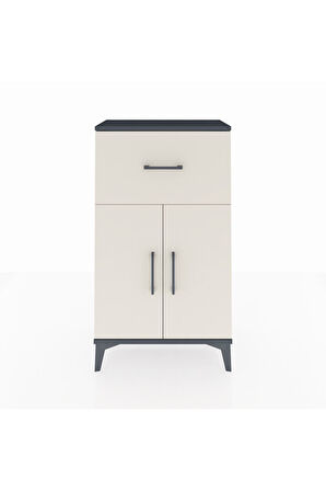 Arges Komodin Tek Raflı Tek Çekmeceli 2 Kapaklı 60x30x106 Antrasit-Aytaşı