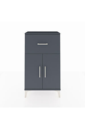 Arges Komodin Tek Raflı Tek Çekmeceli 2 Kapaklı 60x30x106 Antrasit-Antrasit