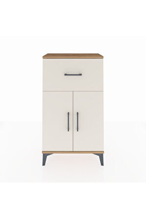 Arges Komodin Tek Raflı Tek Çekmeceli 2 Kapaklı 60x30x106 Çam-Aytaşı