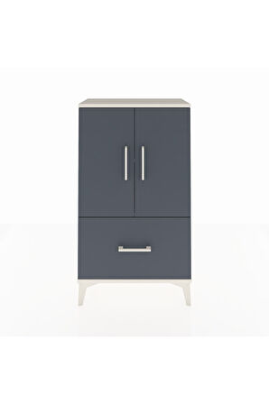 Arges Komodin 2 Raflı Tek Çekmeceli 2 Kapaklı 60x30x106 Aytaşı-Antrasit