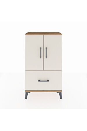 Arges Komodin 2 Raflı Tek Çekmeceli 2 Kapaklı 60x30x106 Çam-Aytaşı