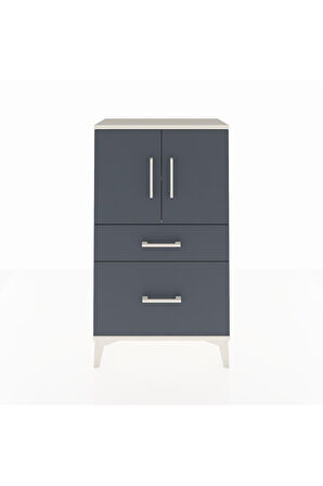 Arges Komodin 2 Raflı 2 Çekmeceli 2 Kapaklı 60x30x106 Aytaşı-Antrasit